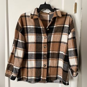 Long Sleeve Flannel - Brown, black and white